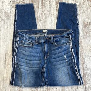 Sneak Peek Distress Raw Edge Mid Rise Ankle Jeans Size 11